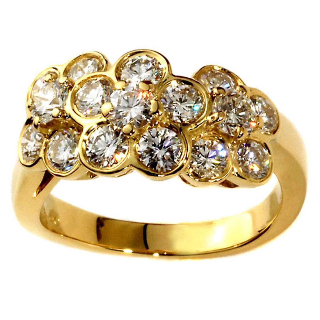 Van Cleef & Arpels Fleurette Diamond Gold Ring For Sale