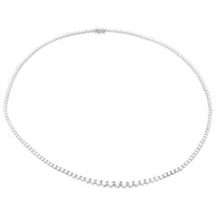 Rachel Koen 14K White Gold Graduated Round Cut Diamond Tennis Necklace 10.00cttw