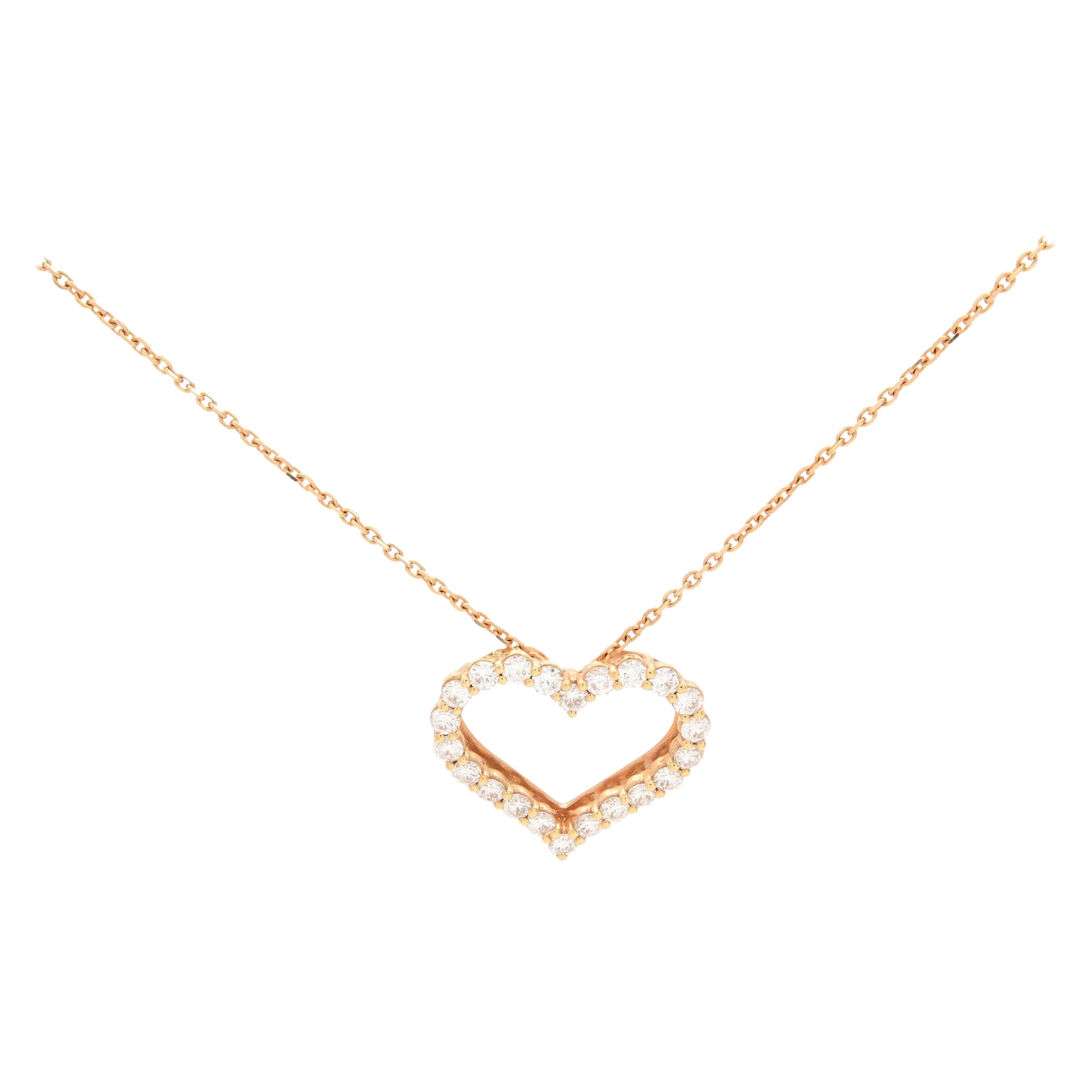 Rachel Koen 14k Rose Gold 0.99 Ct Diamonds Heart Shaped Fancy Pendant