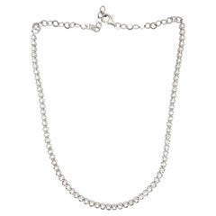 14 Karat White Gold Choker Adjustable Tennis Necklace 1.03 Carats