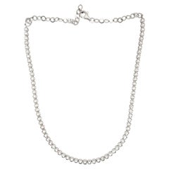 14 Karat White Gold Choker Adjustable Tennis Necklace 1.03 Carats 