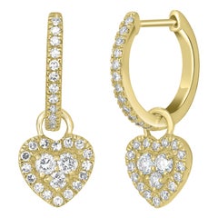 Luxle 3/8 Karat T.W. Diamant-Herz-Creolen-Ohrringe aus 14k Gelbgold
