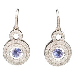 Boucles d'oreilles de créateur Marchesa en diamants et tanzanite dansante 14 carats 4500 $ / Nouveau /