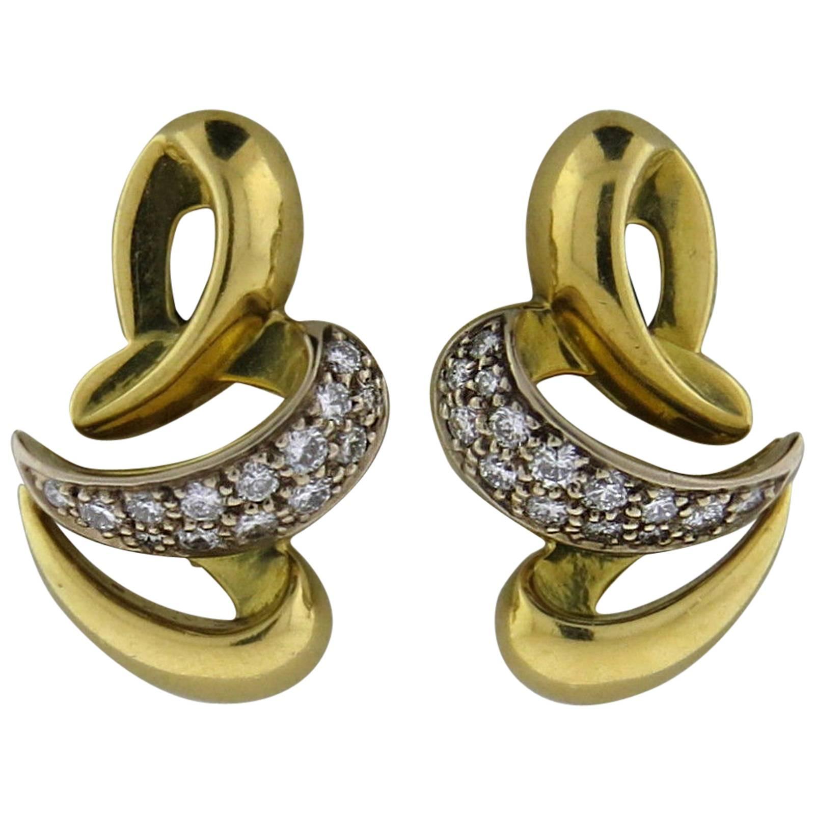 Boucheron Paris Diamond Gold Earrings