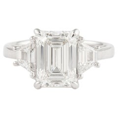 Alexander GIA Certified 3.01ct I VVS1 Emerald Cut Diamond Three-Stone Ring 18k