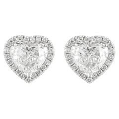 Alexander GIA Certified 4.73 Carat Heart Diamond with Halo Stud Earrings 18k