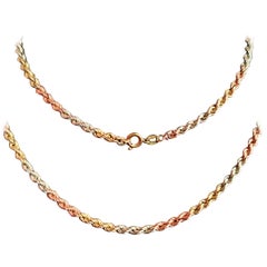 Vintage 9k Tri colour gold Rope twist chain necklace 