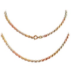 Vintage 9k Tri colour gold Rope twist chain necklace