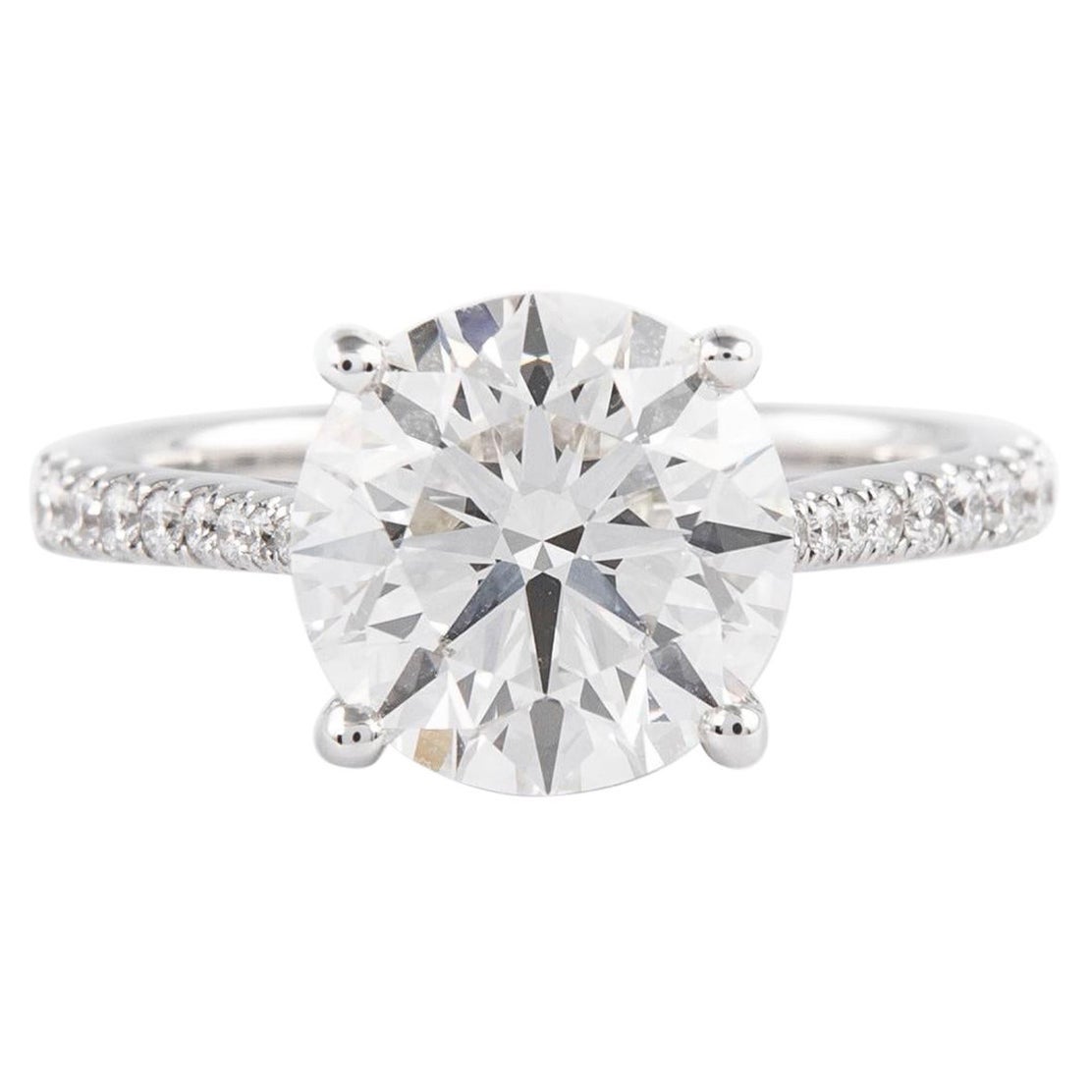 Alexander GIA Certified 3.51ct Round Diamond Engagement Ring 18k White Gold