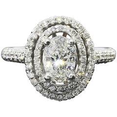 Stunning Oval Brilliant Diamond Double Halo Engagement Ring 5