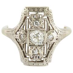 Vintage Art Deco Diamond Gold Ring, 1930s