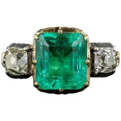 Georgian Style Foil-Backed Emerald Diamond Ring