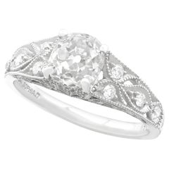 Antique 1.18 Carat Diamond and Platinum Solitaire Engagement Ring