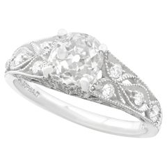 Anillo de compromiso solitario de platino y diamantes de 1.18 quilates