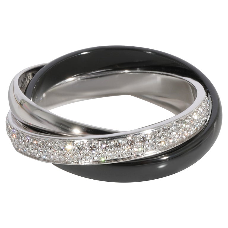Cartier Trinity Ceramic Diamond Ring in 18k White Gold 0.45 CTW For Sale at  1stDibs