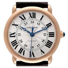 Cartier Ronde Louis Rose Gold Silver Dial Mens Watch WGRN0006 Box Card