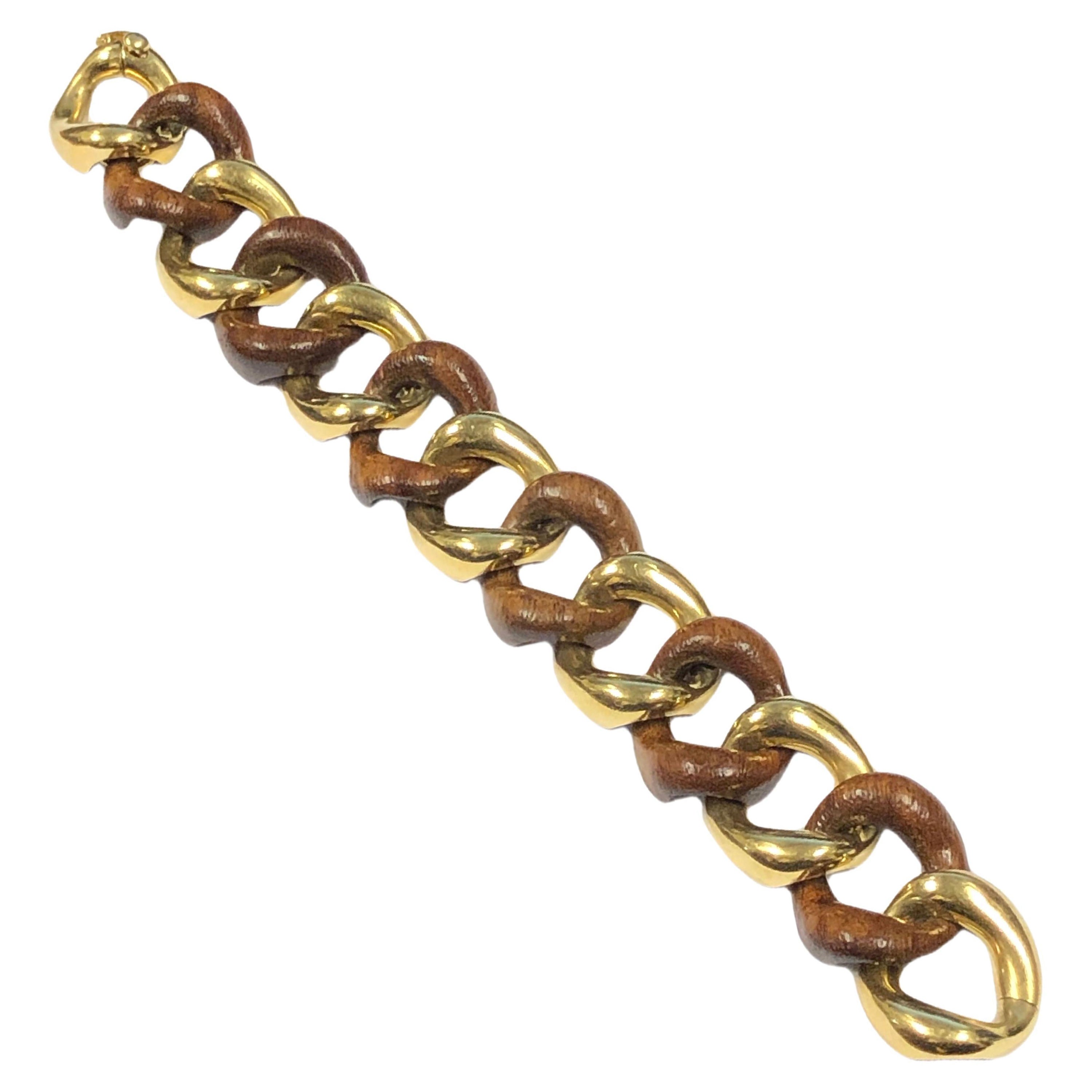 Seaman Schepps Yellow Gold and Wood Bracelet For Sale