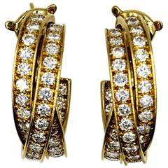 Cartier 5-Carat Diamond 18 Karat Yellow Gold Trinity Hoop Earrings 3