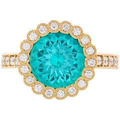 Tourmaline and Diamond Gold Ring 2.86 Carat