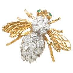 Herbert Rosenthal Large Gold and Diamond Large Bee Brooch
