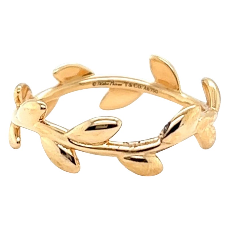 Tiffany & Co Paloma Picasso 18 Karat Rose Gold Olive Leaf Narrow Band Ring