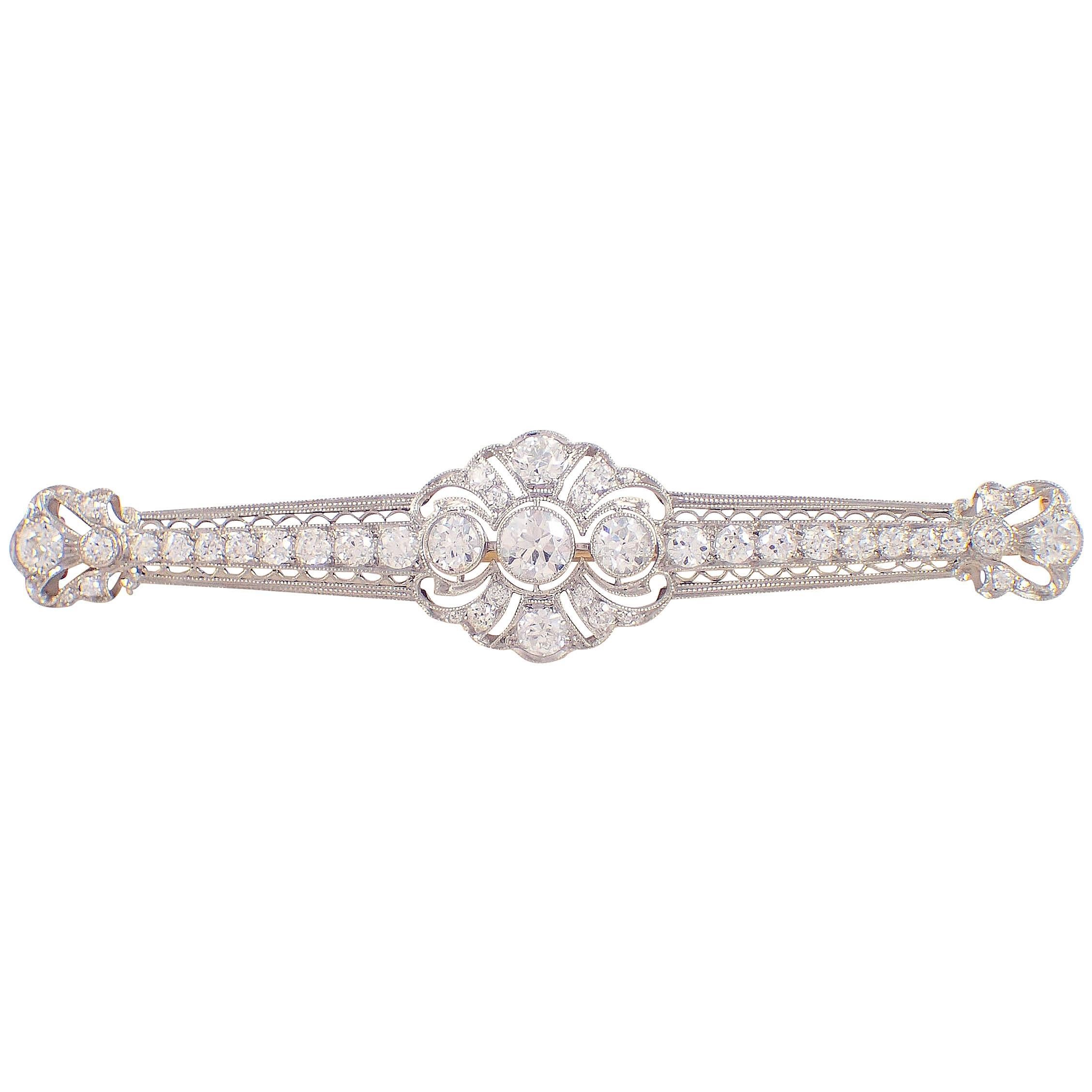 Tiffany & Co. Art Deco Diamond Platinum Bar Pin For Sale