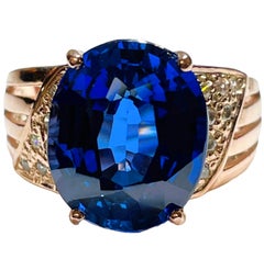 New African Kashmir Blue Hand Cut 7.50 Ct Sapphire Sterling Ring