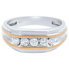 Rachel Koen Round Cut Diamond Men's Wedding Band 10k White Gold 0.50cttw