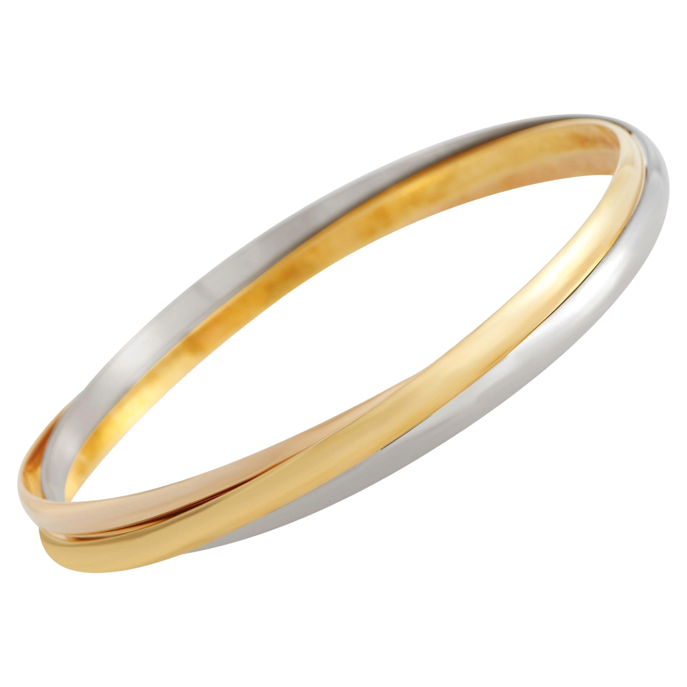 Cartier Trinity 18K Yellow, Rose and White Gold Bangle Bracelet