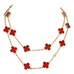 Van Cleef & Arpels Vintage Alhambra 20 Motif Carnelian Necklace