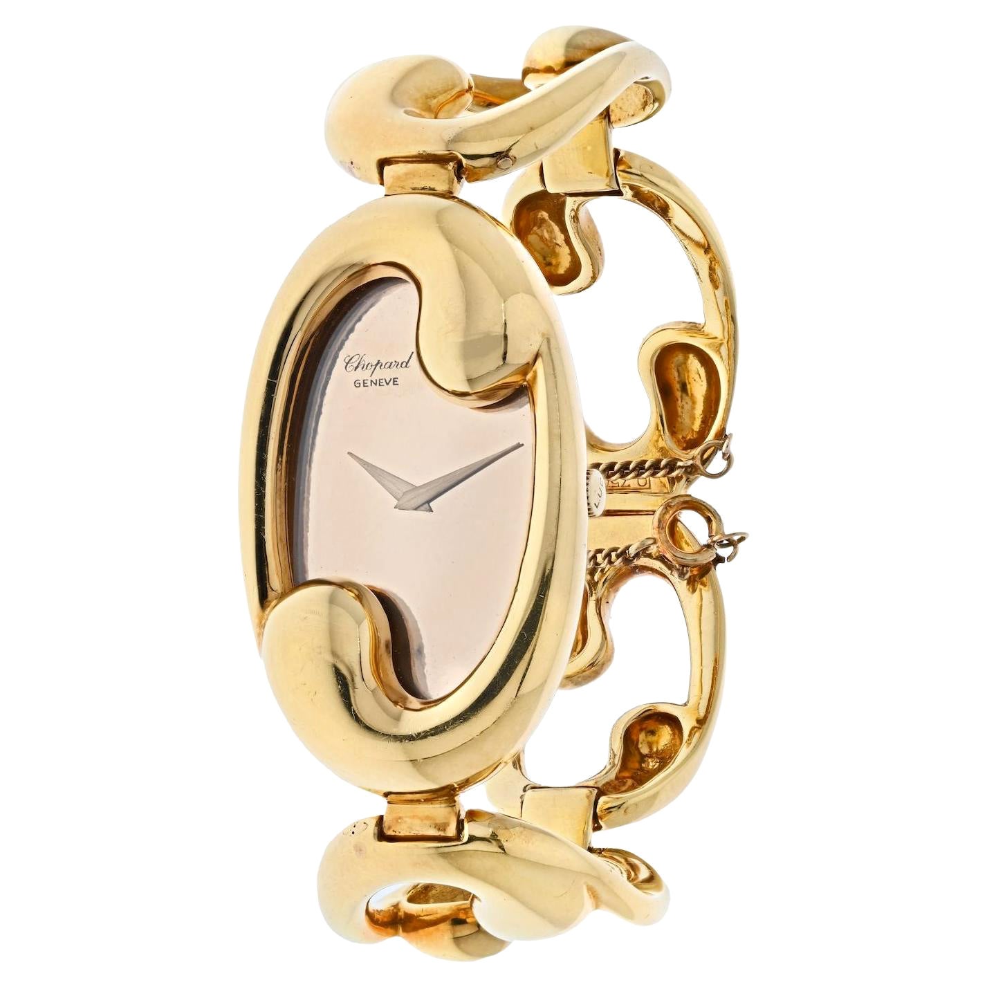 Chopard 18K Yellow Gold Ladies Oval Open Link Bracelet Wrist Watch