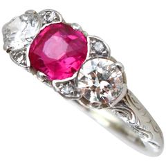 Goldring mit birmanischem Rubin und Diamant, Edwardianisch