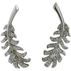 Chanel Diamond Gold Feather Earrings 1
