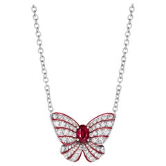 Pendentif papillon Grace Hirsh en rubis et diamants