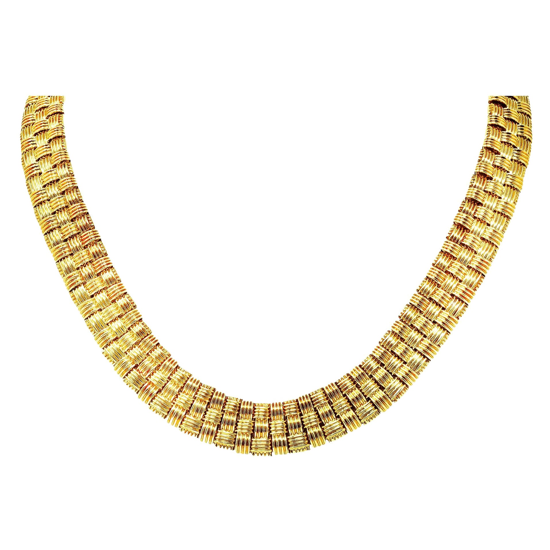 Roberto Coin Diamond 18 Karat Two-Tone Appassionata Woven Collar Necklace