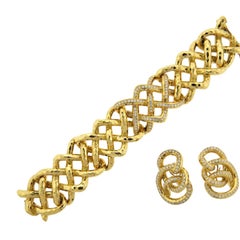 Important Valentin Magro Diamond Gold Bracelet Earrings Set