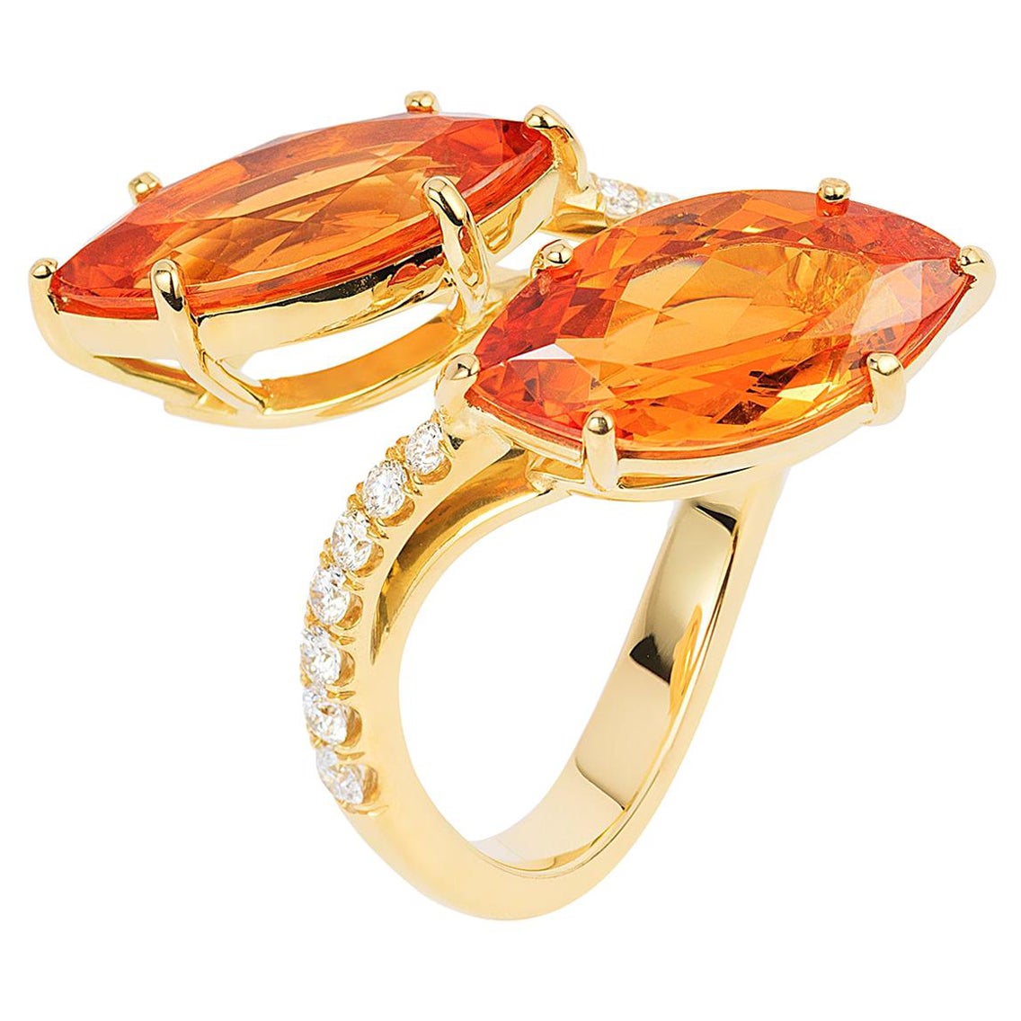 Goshwara Mandarin Garnet Marquise Twin Ring For Sale