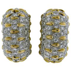 Impressive Diamond Gold Half Hoop Earrings