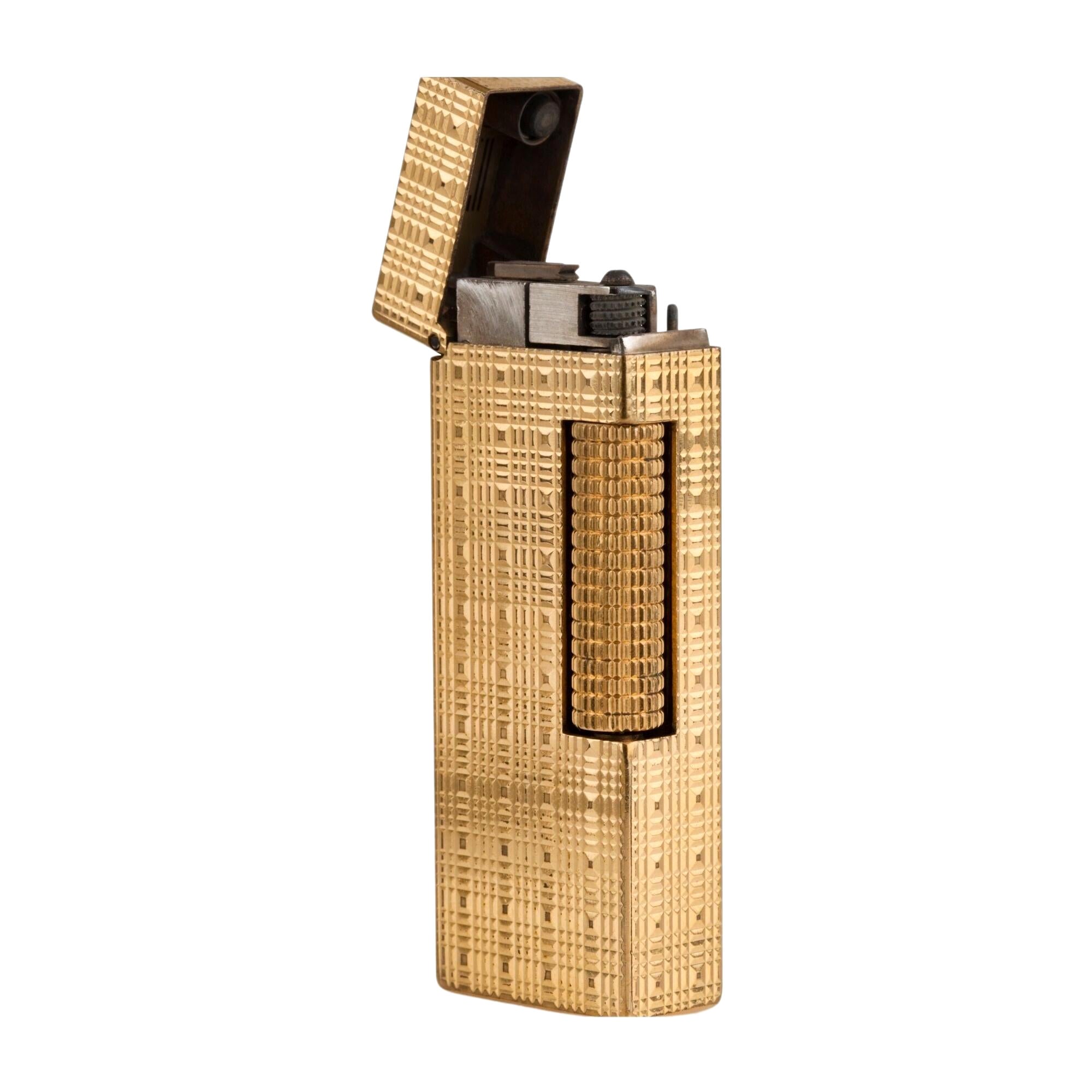 Iconic Dunhill Gold-Plated Cigarette Lighter with original RED lather case 