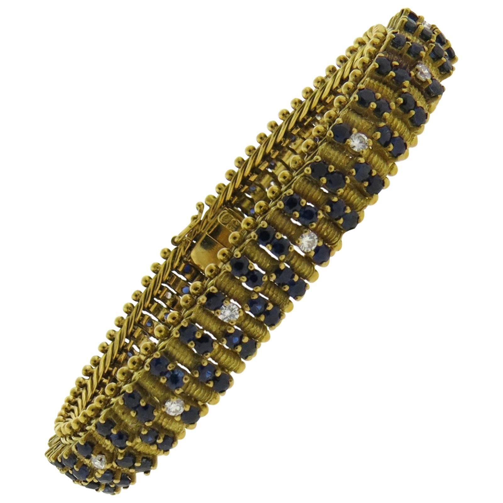 Classic Zolotas Sapphire Diamond Gold Bracelet