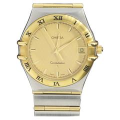 Omega Yellow Gold Stainless Steel Constellation Full Bar Quartz Wristwatch
