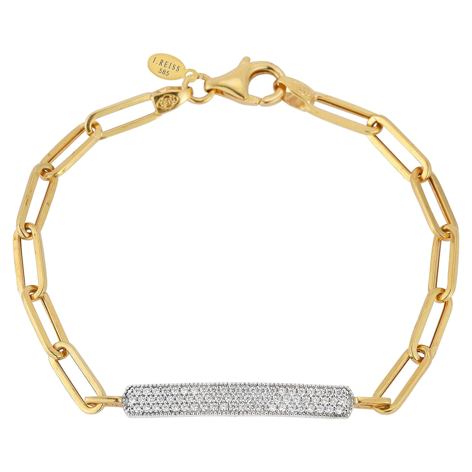 Hand-Crafted 14K Yellow Gold Open Link ID Bar Bracelet