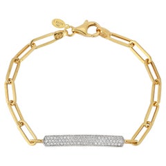 Hand-Crafted 14K Yellow Gold Open Link ID Bar Bracelet