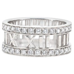 Tiffany & Co. Atlas Open Work Roman Numeric Ring with Diamonds