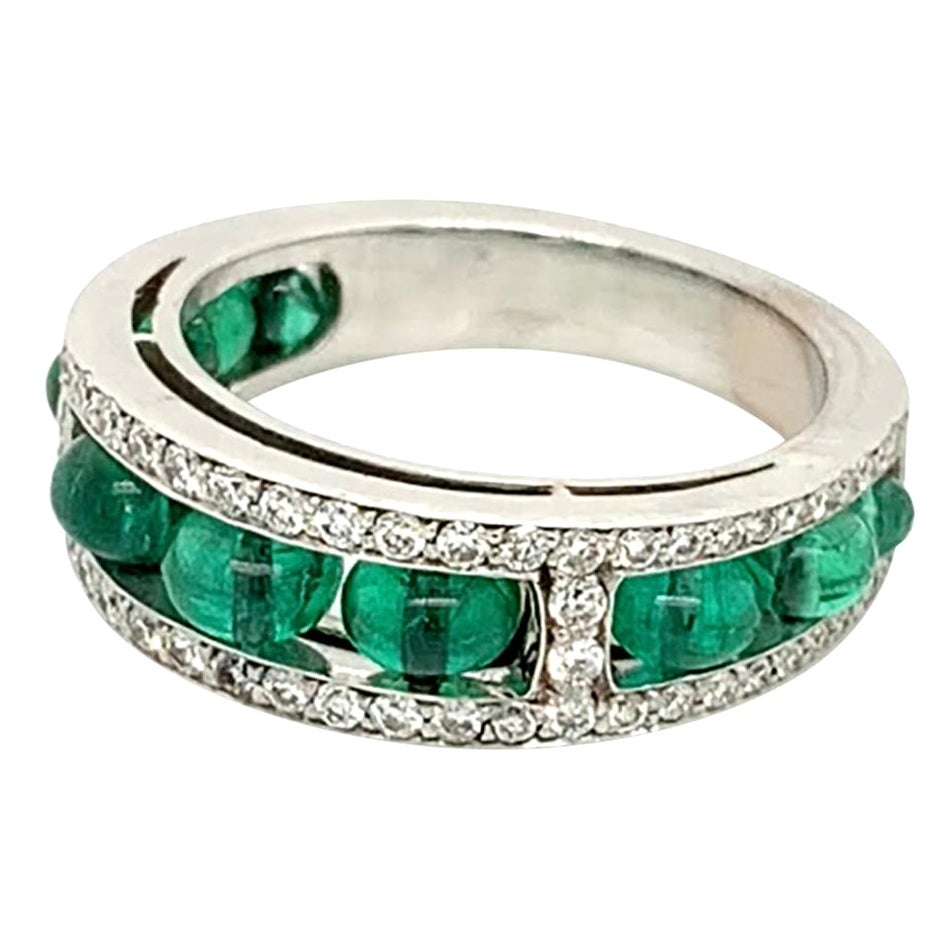 Goshwara Emerald Bead and Diamond Ring For Sale