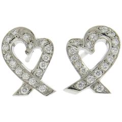 Tiffany & Co. Paloma Picasso Loving Heart Diamond Platinum Earrings