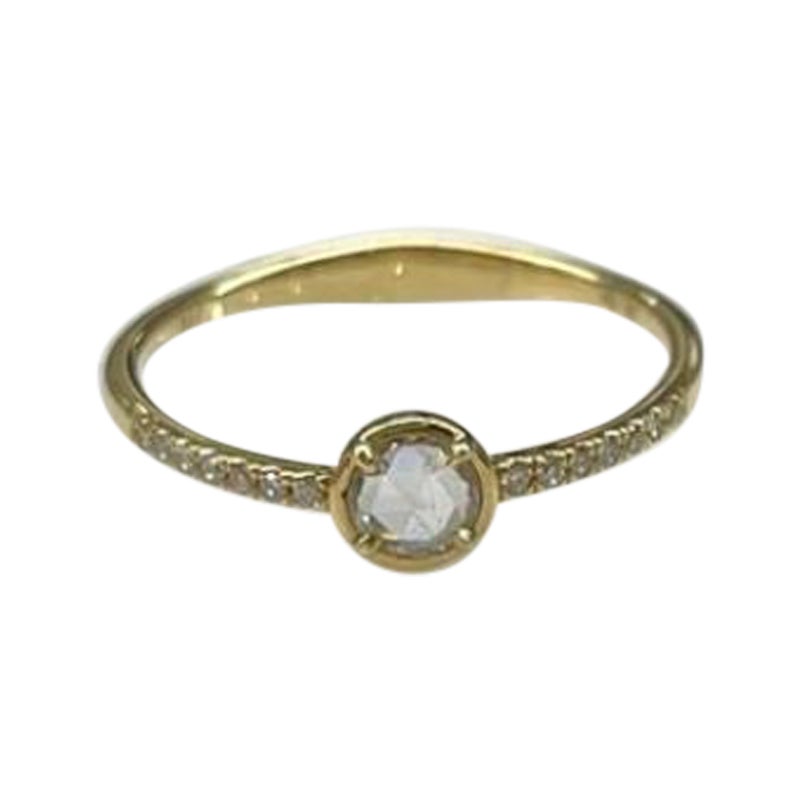 18K Yellow Gold Rose Cut Diamond Ring For Sale