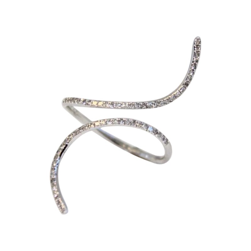 14K White Gold Diamond Wrap Ring For Sale