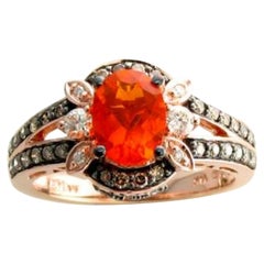 Bague de vente en grand échantillon avec opale de feu de Tangerine fluo et diamants Vanilla