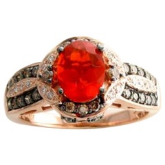 Grand Sample Sale Ring Featuring Neon Tangerine Fire Opal Chocolate Diamonds